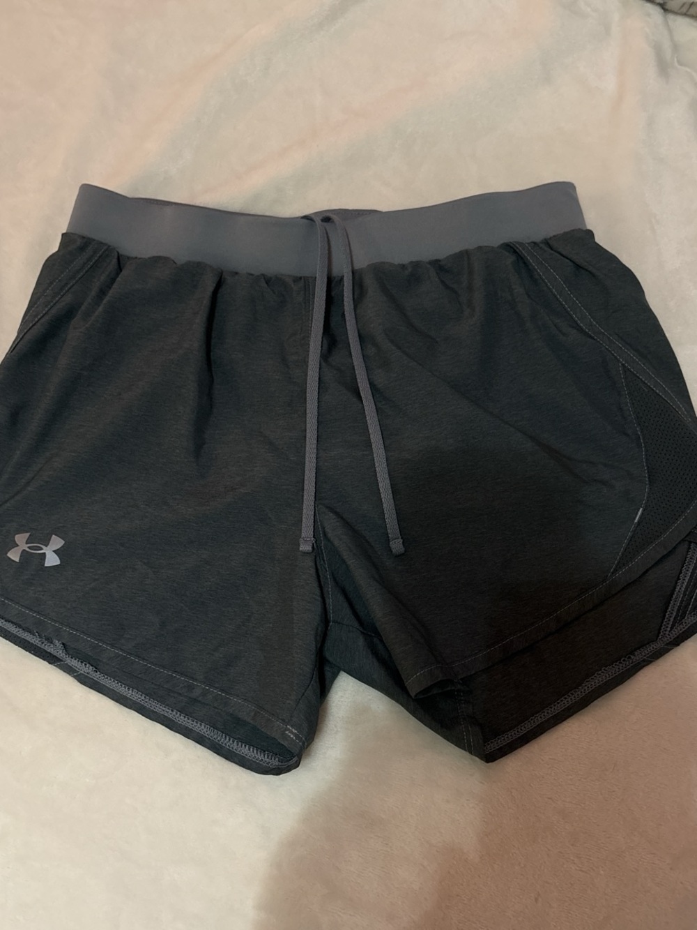 Under Armour Black Shorts with Gray Waistband and Drawstring